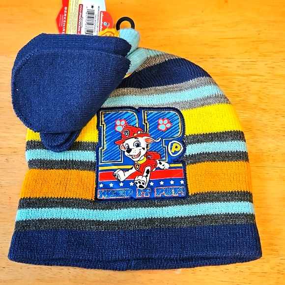 Paw Patrol Nickelodeon Boy's Hat & Mittens Set New - Picture 1 of 6